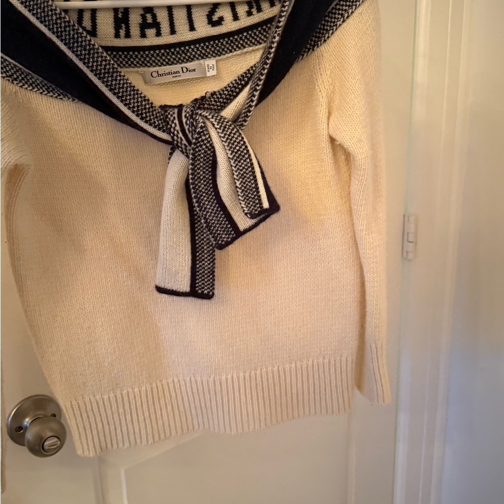 Dior Cream and Black Crew Neck Sweater